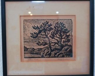 Woodblock print by Birger Sandez