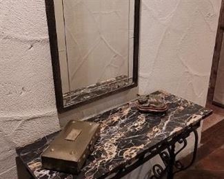 Smaller wrought iron vintage table and mirror