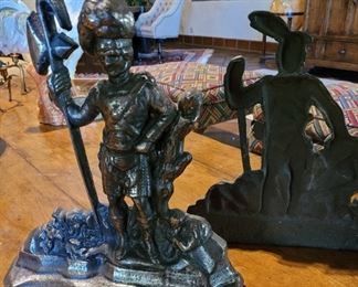 Very large iron antique bookends