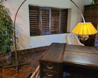 Large wrought iron overhang lamp..one of two!