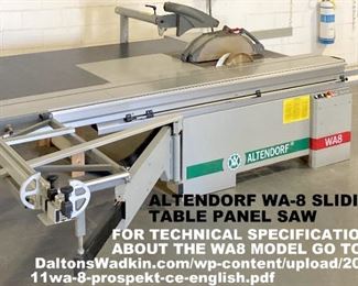 ALTENDORF WA-8 SLIDING TABLE PANEL SAW TABLE SAW