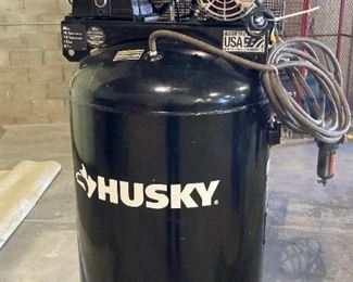 HUSKY 80 GALLON, 155 PSI UPRIGHT AIR COMPRESSOR. EXCELLENT CONDITION