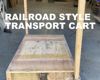 THERE ARE SEVERAL OF THIS TYPE OF CART. TWO HAVE ORIGINAL WHEELS FROM VINTAGE/ANTIQUE RAILROAD CARTS. NICE!