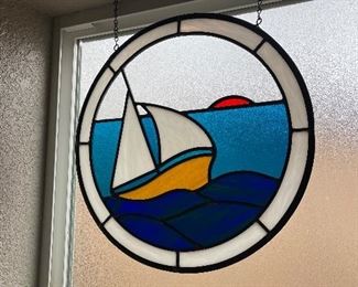 Stained glass pieces throughout 