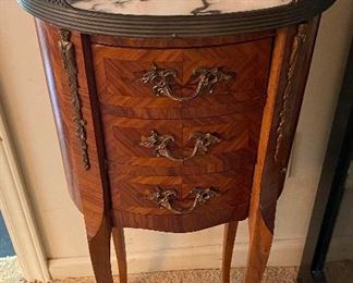 Marble Top Three Drawer Side Table