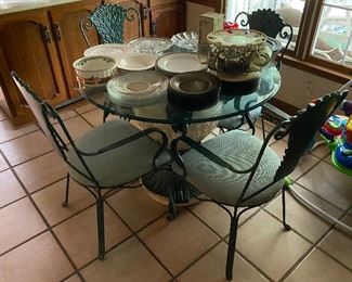 Metal Table and Chairs with Glass Top