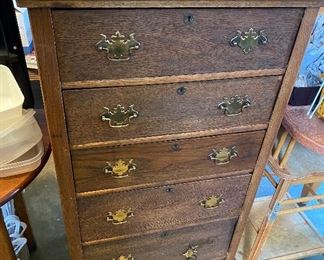 Narrow Oak Chest of Drawers