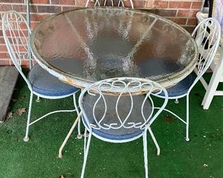 Glass and Metal Outdoor Set