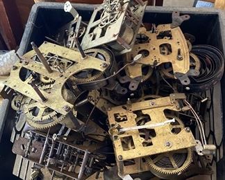 Several Old Clock Mechanisms and Parts