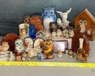 Wise Old Owls
Sweet collection of owl knick knacks from bookends, to needle work, to planters, to salt and pepper shakers.