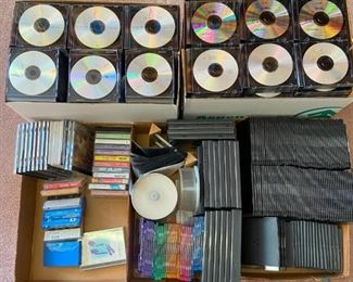 Recordable CDs, Cases, and Music
CDs, Cassettes, recordable CDs, empty cases