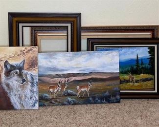 Home on the Range
Original paintings of fawn, antelope, and wolf on canvas. Come with frames that fit the canvas - just haven't been put together yet!