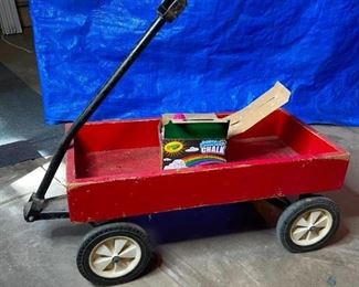 Little Red Wagon
Wooden child's wagon with a box of large sidewalk chalk