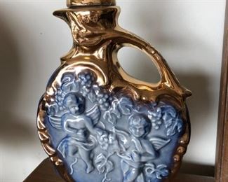 Vintage 1974 Jim Beam Angels Cherubs Blue and Gold-Color Decanter