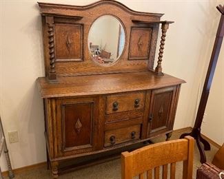 Antique buffet with mirror