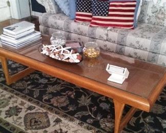 Lane Mid Century Table with glass top $500
