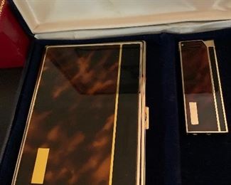 Colibri cigarette case and lighter set