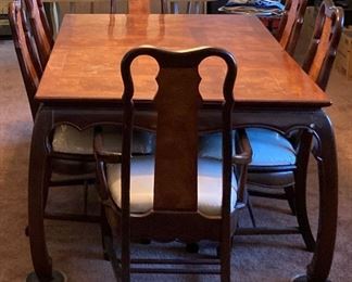 Solid cherry-wood formal dining room set (table, 2-extensions, 6 chairs, hutch/China cabinet and buffet table)