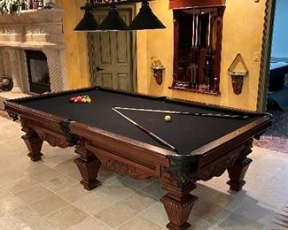 Beautifully carved pool table
