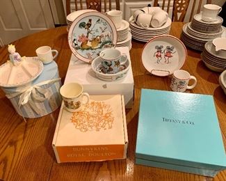 Collection of children’s dish/plate sets including Tiffany & Co & Royal Doulton