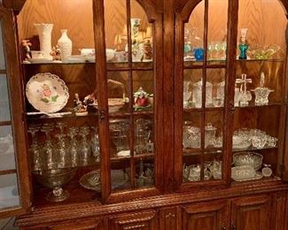 Nice China cabinet full of gorgeous crystal, glass, and collectible pieces