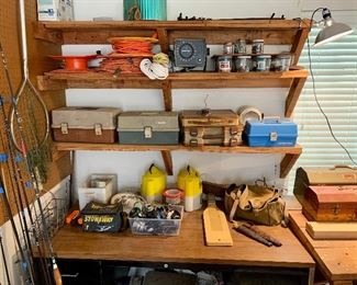 Tackle boxes, fishing lures, & reels