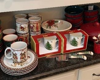 Very nice Christmas plates and dishes including Christmas Spode