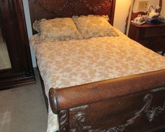 Full size tiger oak bed