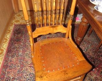 Antique oak tables & 4 chairs