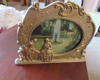 Metal lamp with scene