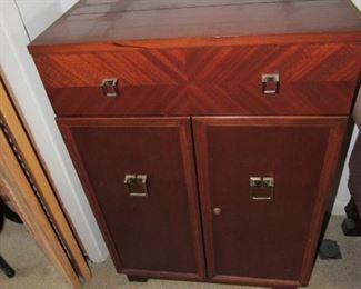 Unique Mid Century bar with 36 original glasses inside