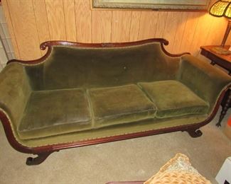 Pristine antique velvet sofa