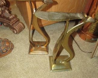 Antique heavy brass shoe shine stands