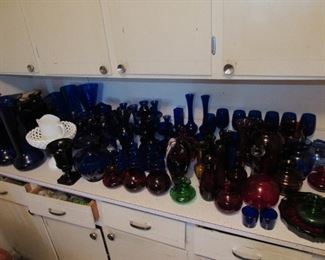 Lots of cobalt blue, ruby red, etc