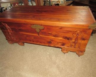 Carved cedar chest