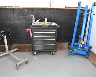 Engine stand, hoist and Craftsman Toolbox