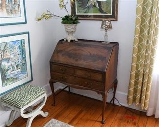 Maple & Co. Antique Writing Desk w/ Ink Wells