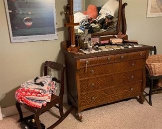 Antique Tiger Wood Dresser