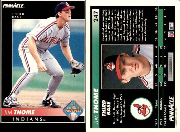 Jim Thome 1992 Score Pinnacle Rookie Prospect #247 Card