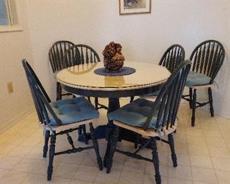 Kitchen set with 6 chairs & 2 leaves. High end made in Canada
