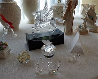 Swarovski flying horse, Lenox creche scene