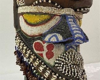 Bwoom Helmet Mask , Democratic Republic of Congo Copper, cowrie shell and beaded . These masks belonged to the king