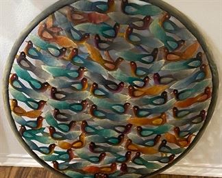 Haitian art,  large steel cut out , beautiful  birds