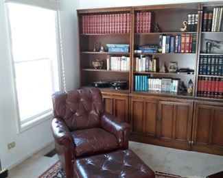 And a second tufted chair with ottoman 
