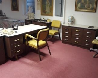 Metal  industrial  office  desk with chair and storage  cabinets