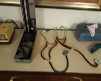 Stethoscopes  and vintage blood pressure measuring device