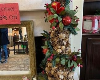 Antique wall Mirror and Christmas Tree