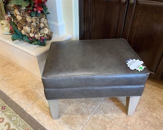 Ethan Allen Grey Letter Ottoman
