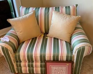 Ladies Silk chair and a half  Olive green and Cranberry
