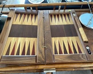 Hardwood inlaid Backgammon set
